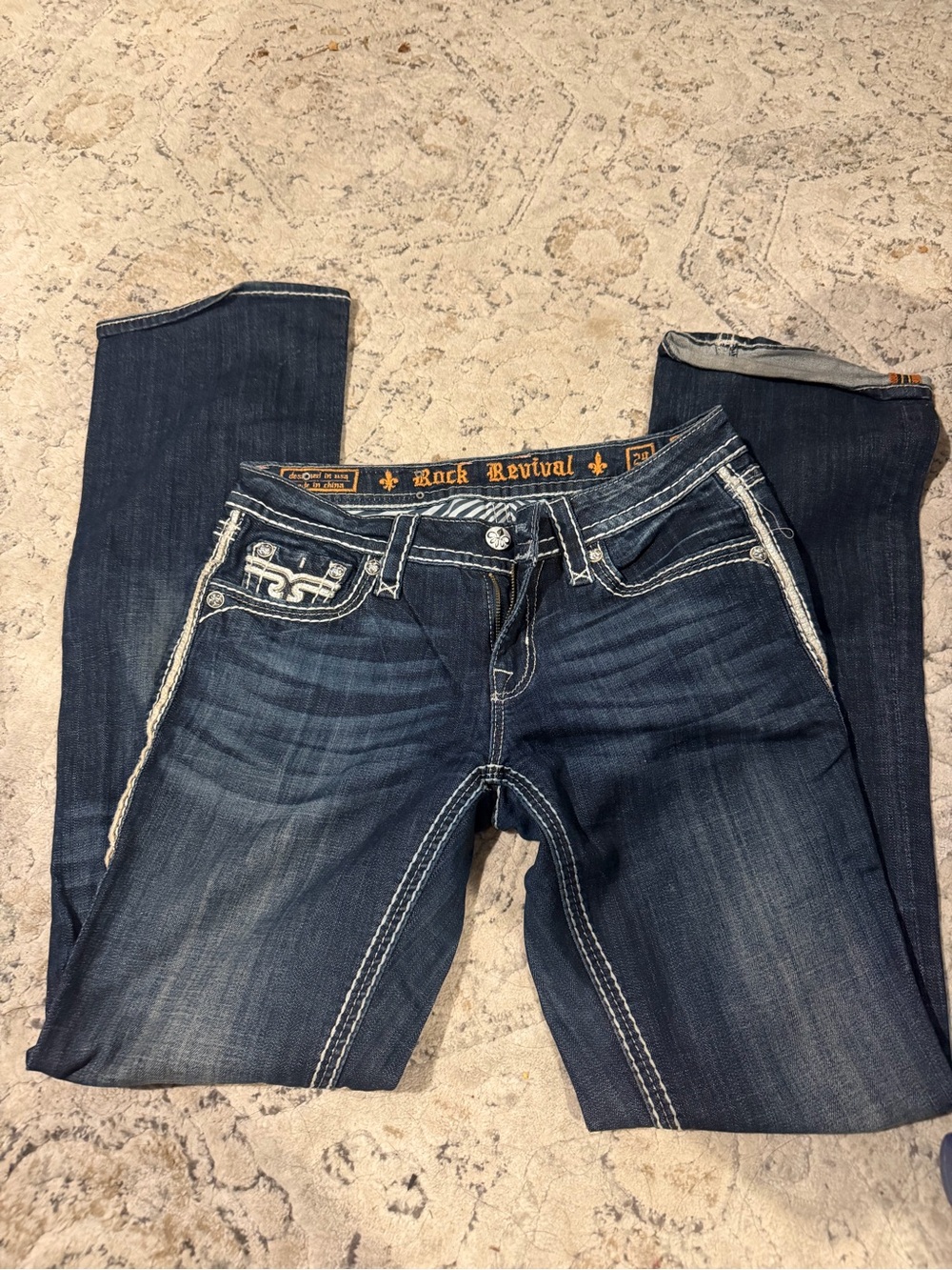 Rock Revival Women's Indigo Bootcut Jeans with Contrast Stitching
